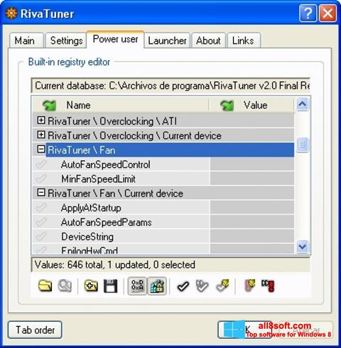 Skærmbillede RivaTuner Windows 8