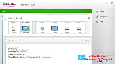 Skærmbillede McAfee Total Protection Windows 8