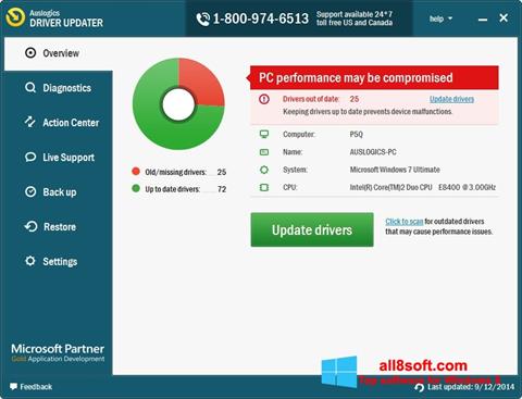 Skærmbillede Auslogics Driver Updater Windows 8