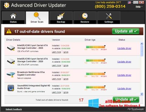 Skærmbillede Advanced Driver Updater Windows 8