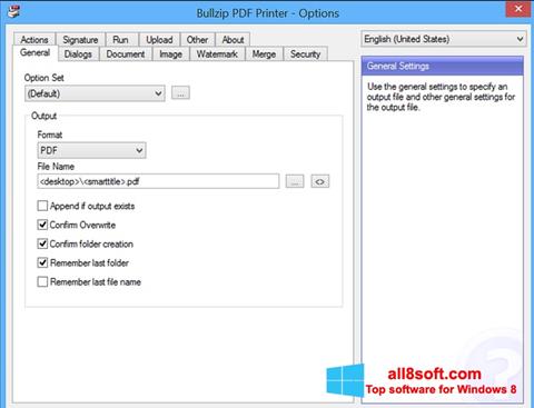 Skærmbillede BullZip PDF Printer Windows 8