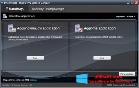Skærmbillede BlackBerry Desktop Manager Windows 8