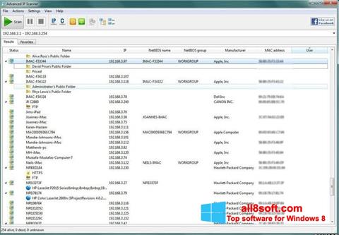 Skærmbillede Advanced IP Scanner Windows 8