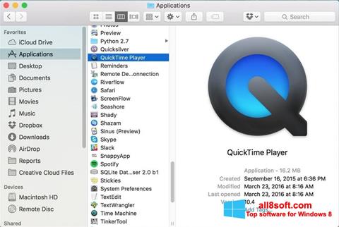 Skærmbillede QuickTime Pro Windows 8