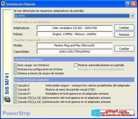 Skærmbillede PowerStrip Windows 8