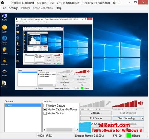 Skærmbillede Open Broadcaster Software Windows 8