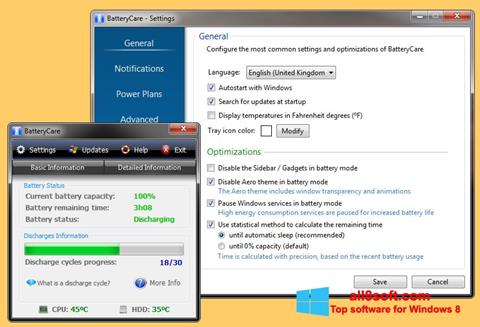 Skærmbillede BatteryCare Windows 8