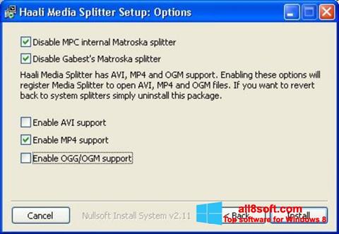 Skærmbillede Haali Media Splitter Windows 8