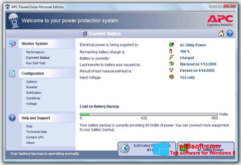Skærmbillede PowerChute Personal Edition Windows 8
