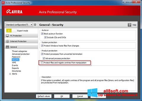 Skærmbillede Avira Professional Security Windows 8
