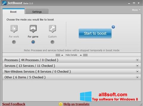 Skærmbillede JetBoost Windows 8