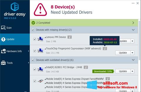 Skærmbillede Driver Easy Windows 8