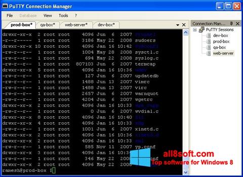 Skærmbillede PuTTY Connection Manager Windows 8