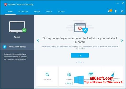 Skærmbillede McAfee Internet Security Windows 8