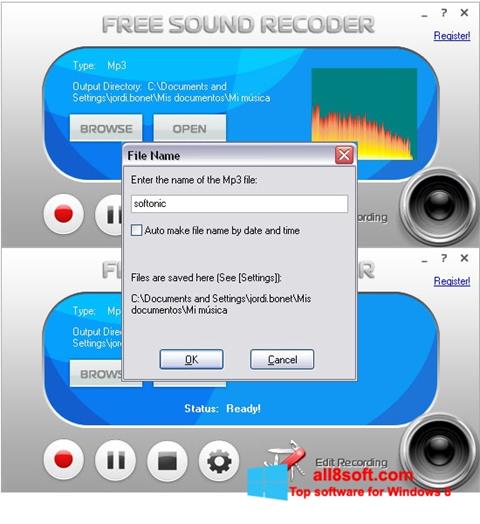 Skærmbillede Free Sound Recorder Windows 8
