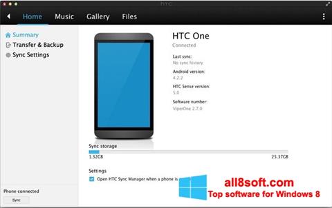 Skærmbillede HTC Sync Windows 8