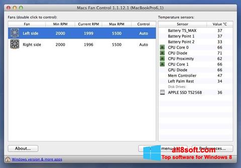 Skærmbillede Macs Fan Control Windows 8