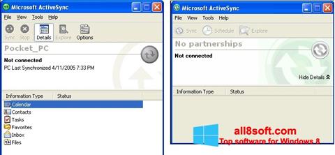 Skærmbillede Microsoft ActiveSync Windows 8