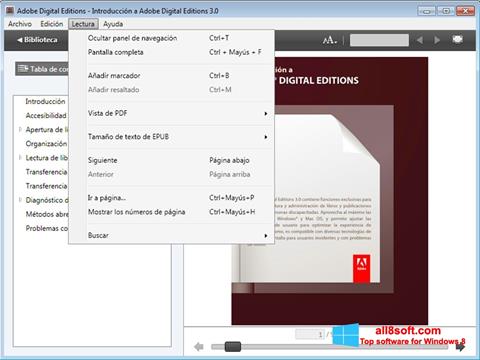 Skærmbillede Adobe Digital Editions Windows 8