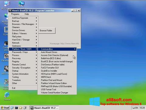 Skærmbillede Hirens Boot CD Windows 8