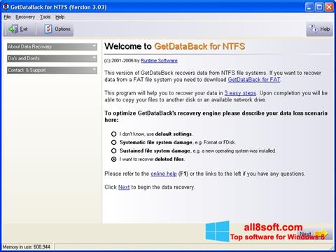 Skærmbillede GetDataBack Windows 8