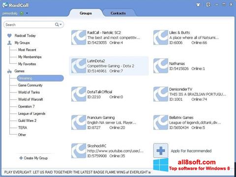 Skærmbillede RaidCall Windows 8