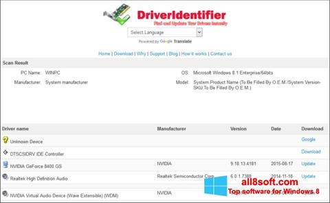 Skærmbillede Driver Identifier Windows 8