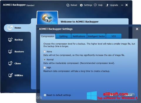 Skærmbillede AOMEI Backupper Windows 8