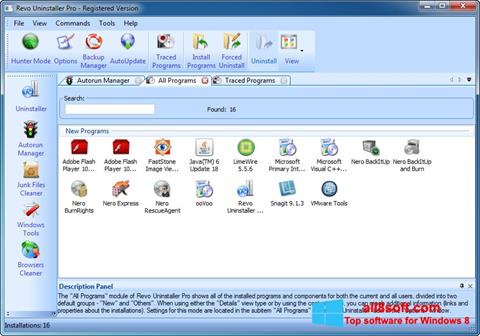 Skærmbillede Revo Uninstaller Windows 8