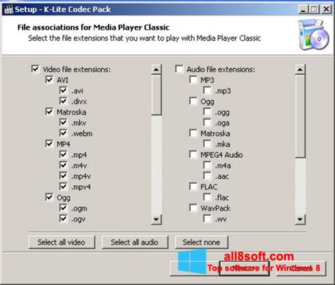 Skærmbillede K-Lite Codec Pack Windows 8