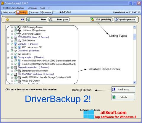 Skærmbillede Driver Backup Windows 8