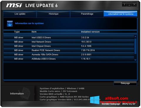 Skærmbillede MSI Live Update Windows 8